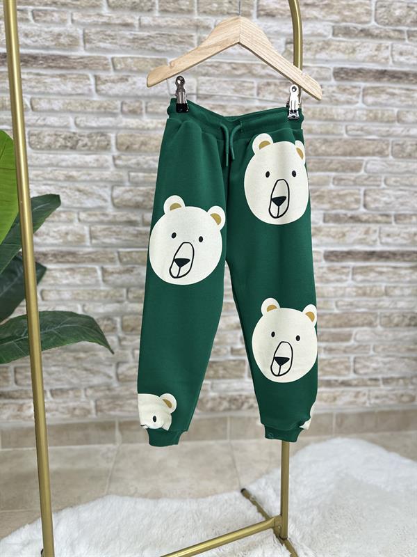 Unisex  3 İplik Yeşil Ayıcıklı Takım