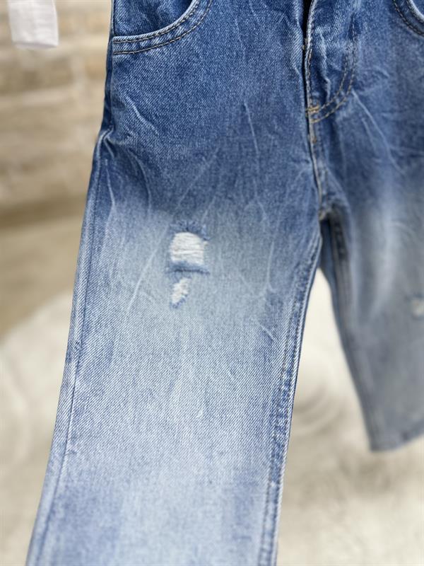 Unisex Çocuk Açık Yıkama Jean Pantolon