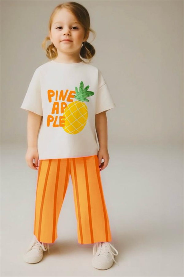 Unisex Ananaslı Müslin Pantolon Takım 