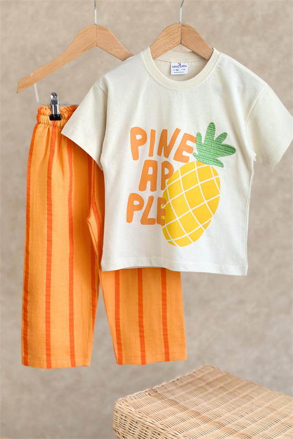 Unisex Ananaslı Müslin Pantolon Takım 