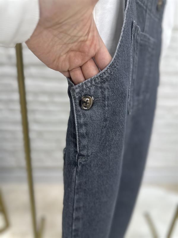 Unisex Antrasit Tshirt Dahil Denim Salopet Takim