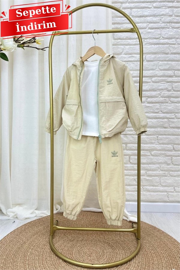 Unisex Astarlı Su Geçirmez Adids Bej Takım