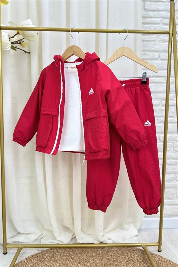 Unisex Astarlı Su Geçirmez Adids Kırmızı Takım