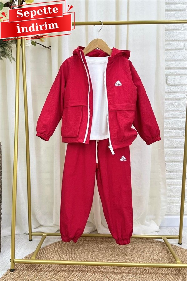 Unisex Astarlı Su Geçirmez Adids Kırmızı Takım
