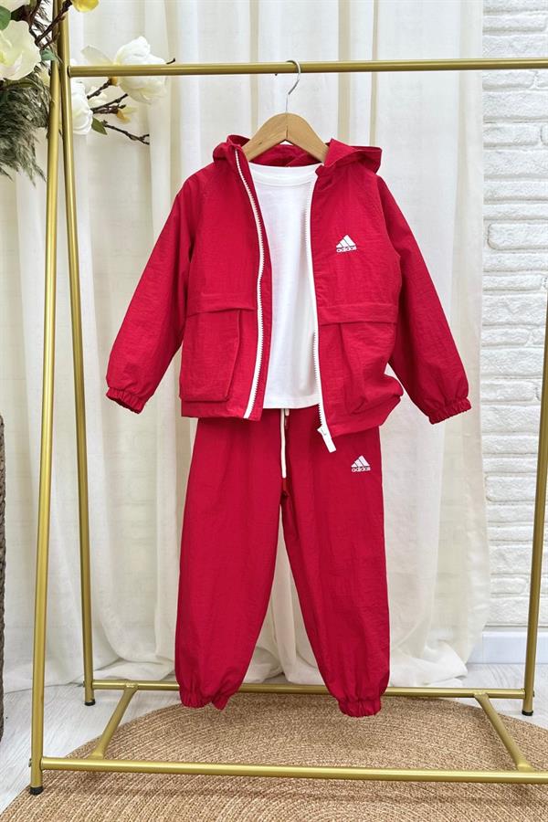 Unisex Astarlı Su Geçirmez Adids Kırmızı Takım