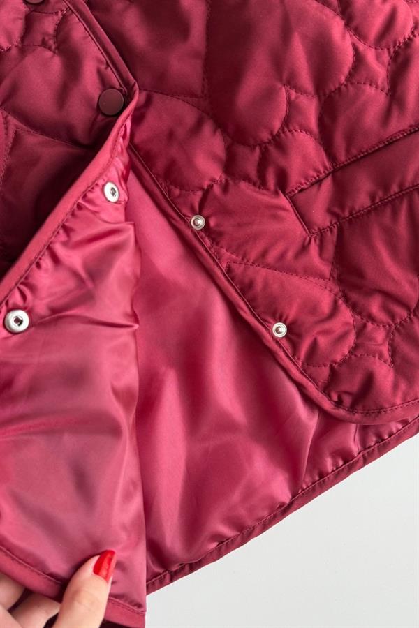 Unisex Astarlı Su Geçirmez Bordo  Kapitone Mont