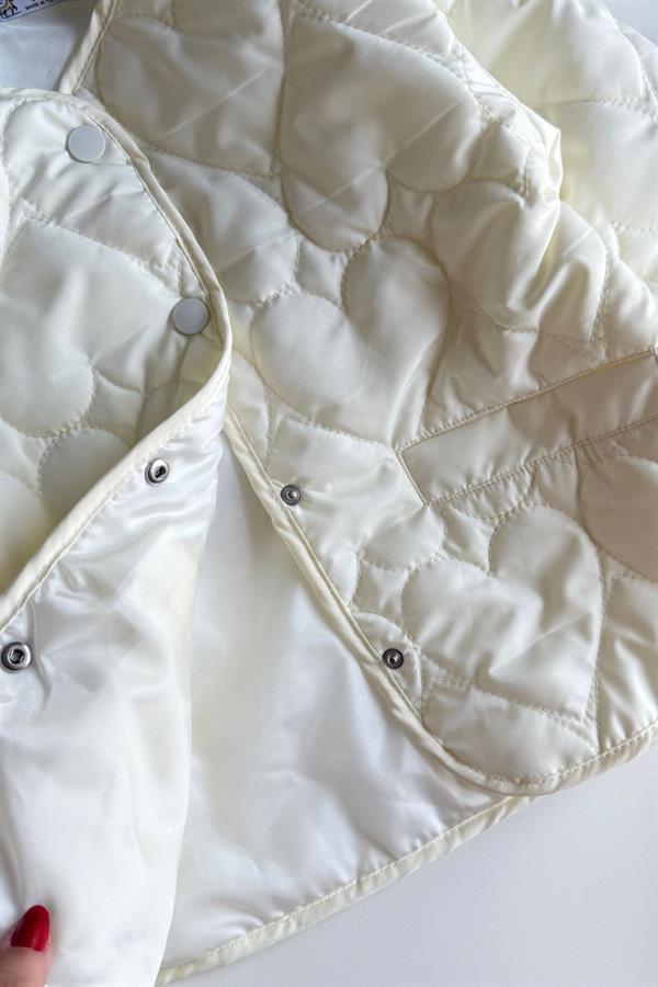Unisex Astarlı Su Geçirmez Ekru Kapitone Mont