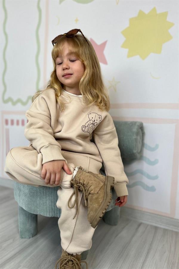 Unisex Ayıcıklı Şardonlu Krem Takım