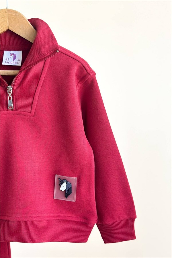 Unisex Balıkçı Yaka Kırmızı Unicorn Takım