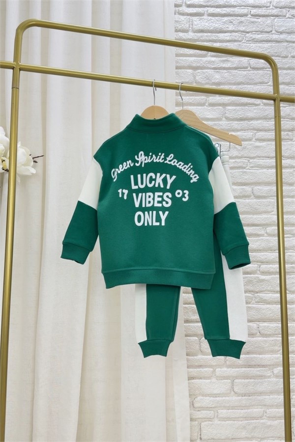 Unisex Balıkçı Yaka  Lucky  Baskılı 3 İplik Takım