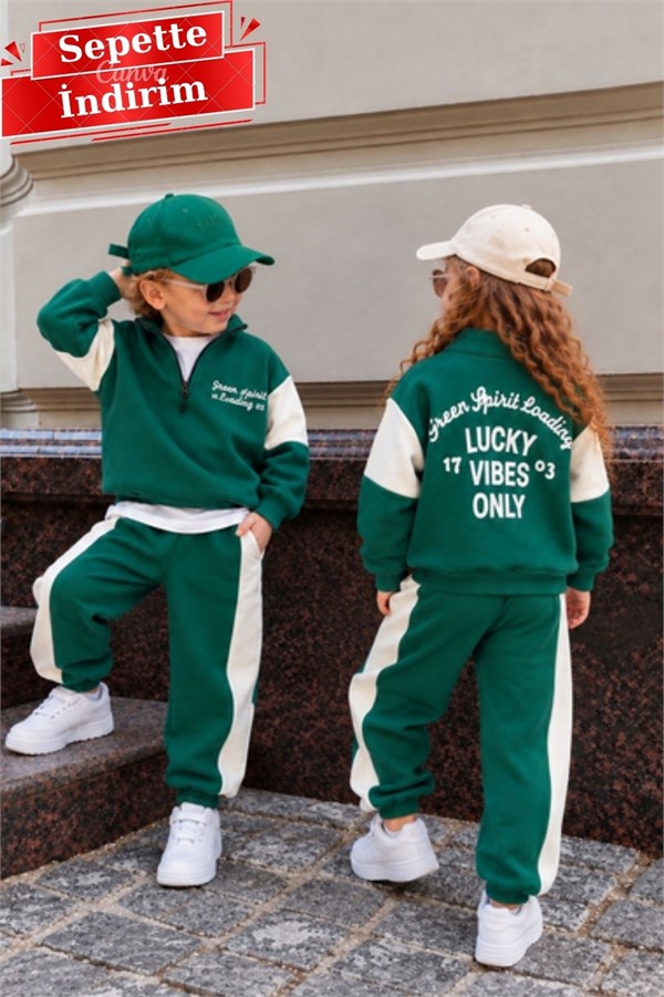 Unisex Balıkçı Yaka  Lucky  Baskılı 3 İplik Takım