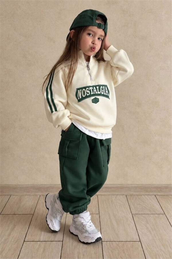 Unisex Balıkçı Yaka Nostalgia Yeşil 3 İplik Takım