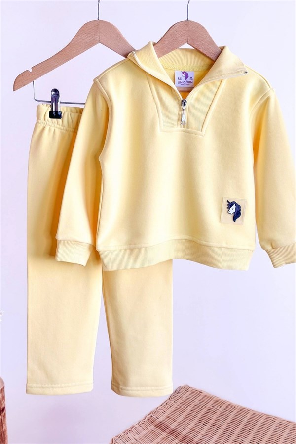 Unisex Balıkçı Yaka Sarı Unicorn Takım