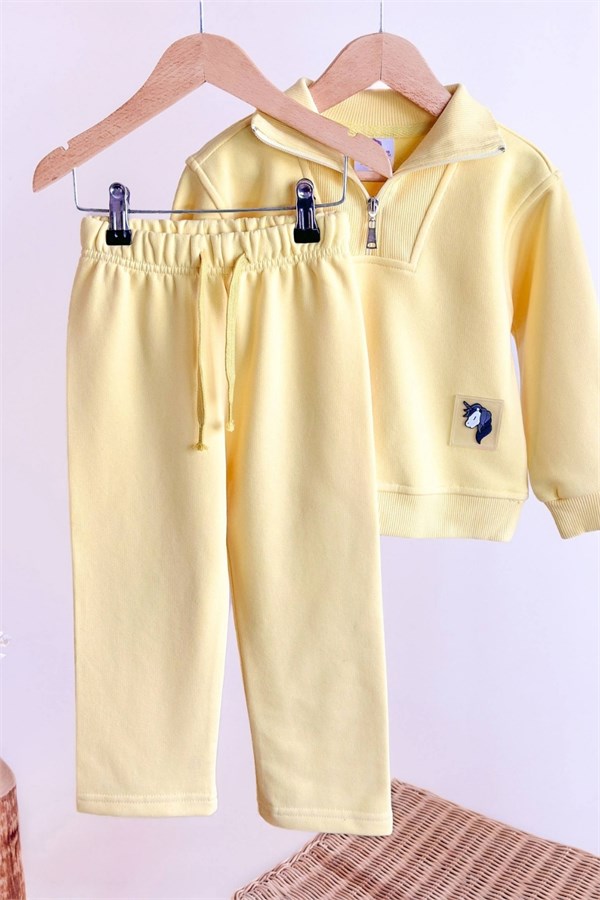 Unisex Balıkçı Yaka Sarı Unicorn Takım