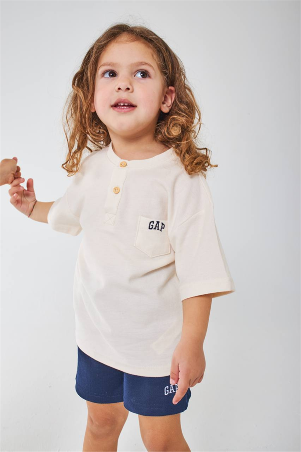 Unisex Bej Laci Şortlu Gap Yaz Takım