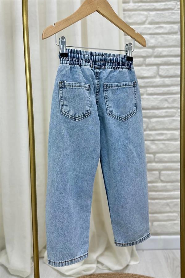 Unisex Beli Lastikli Denim Jean Pantolon