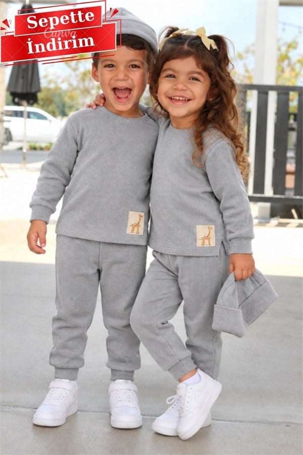 Unisex Bereli Kaşkorse Gri Takım