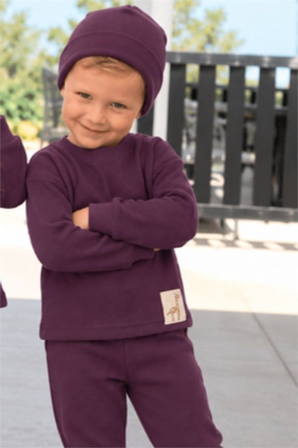 Unisex Bereli Kaşkorse Mürdüm Takım