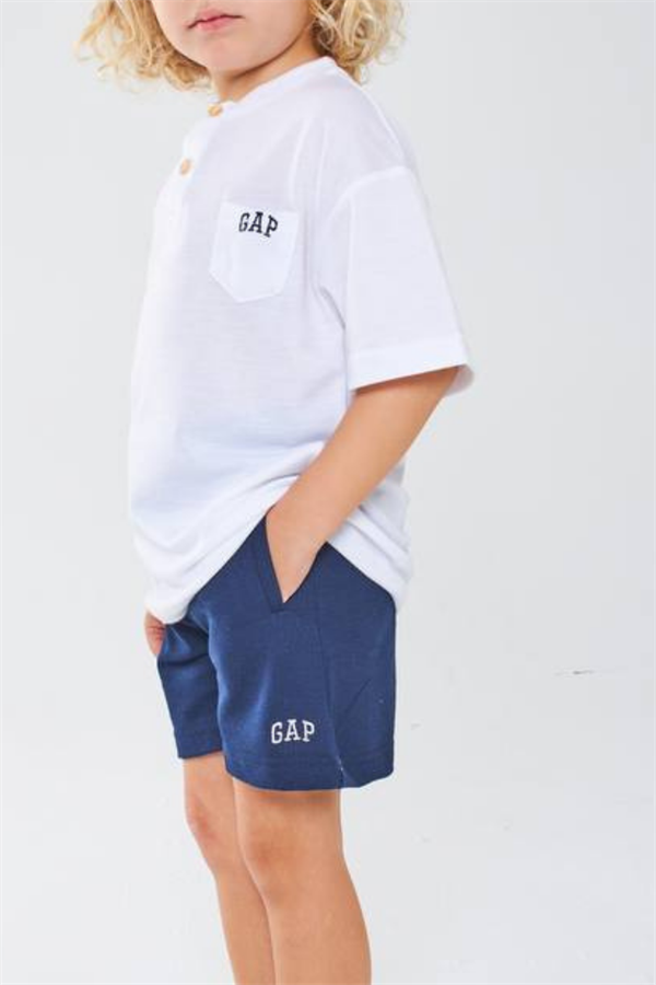 Unisex Beyaz Laci Şortlu Gap Yaz Takım