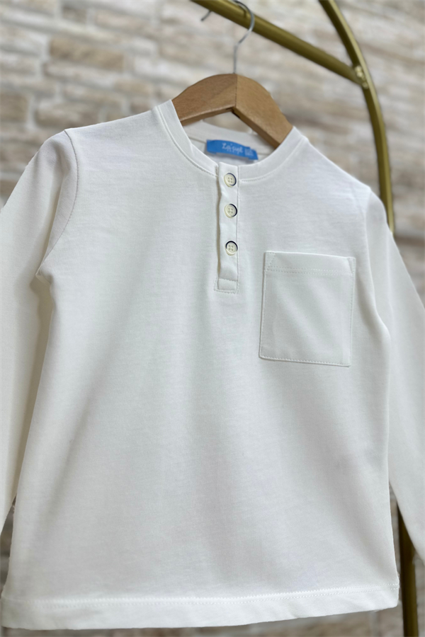 Unisex Beyaz Patlı Tshirt