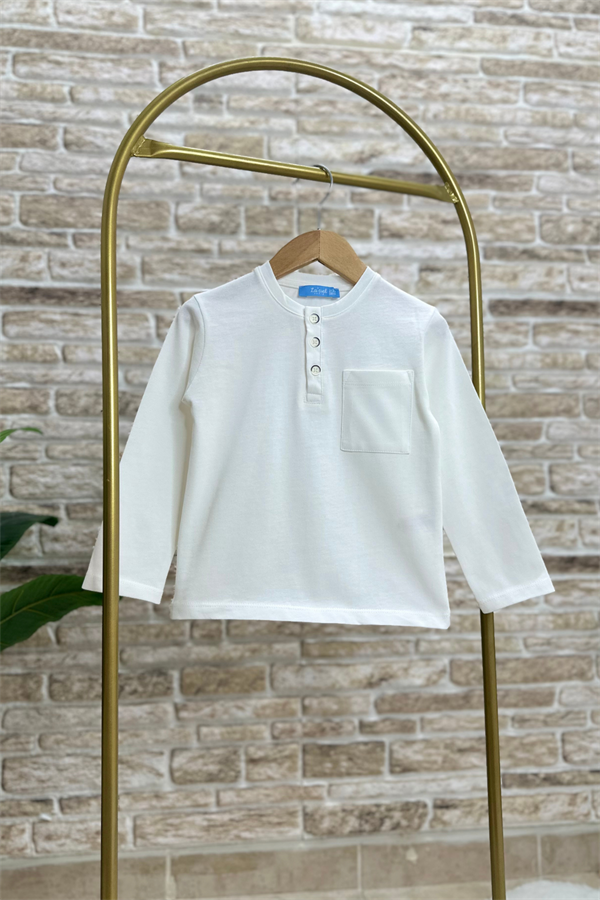 Unisex Beyaz Patlı Tshirt