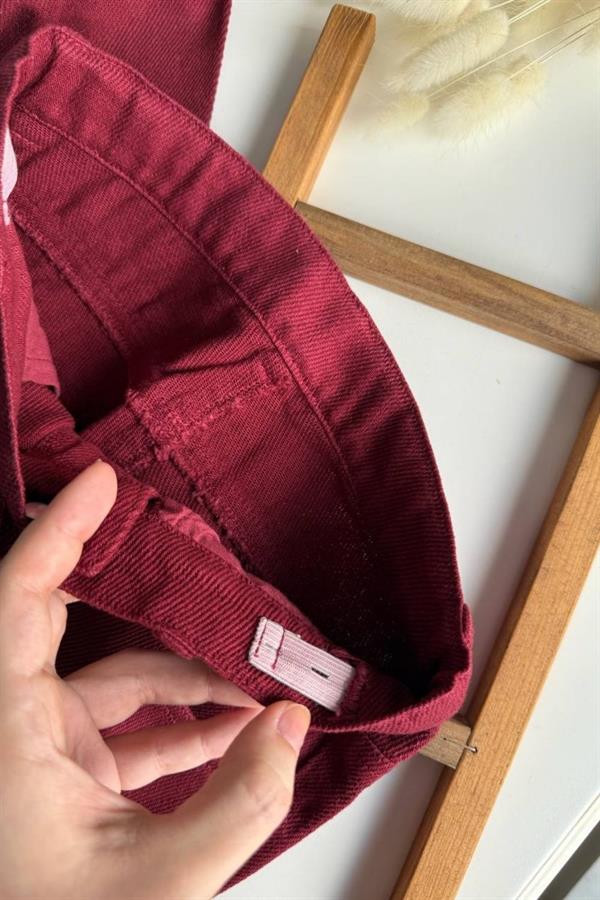 Unisex Bordo Denim Takım