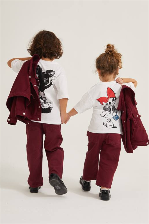 Unisex Bordo Jean Pantolon
