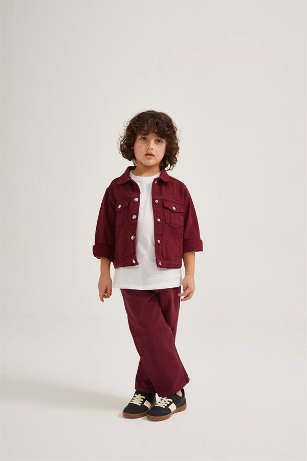 Unisex Bordo Jean Pantolon