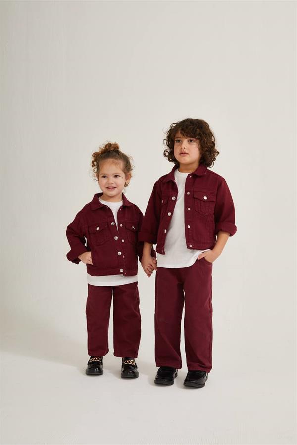 Unisex Bordo Jean Pantolon