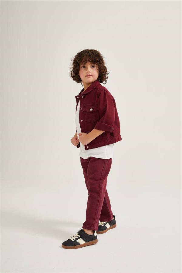 Unisex Bordo Jean Pantolon