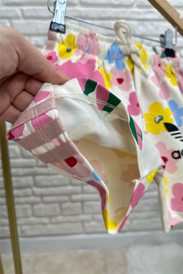 Unisex Çiçekli Adids Şortlu Yaz Takım