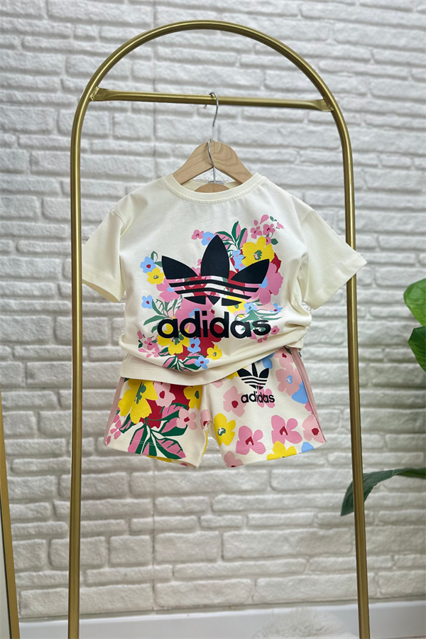 Unisex Çiçekli Adids Şortlu Yaz Takım