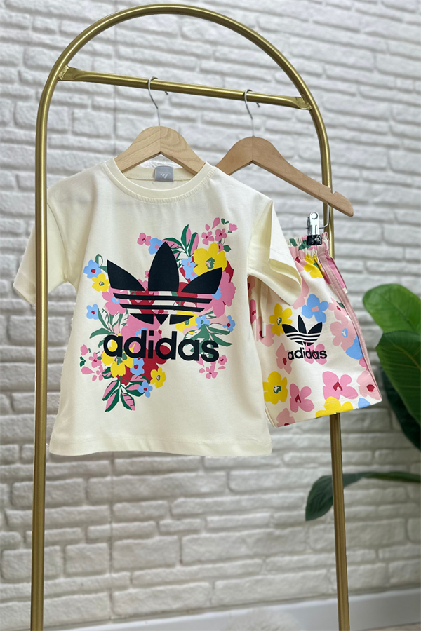 Unisex Çiçekli Adids Şortlu Yaz Takım