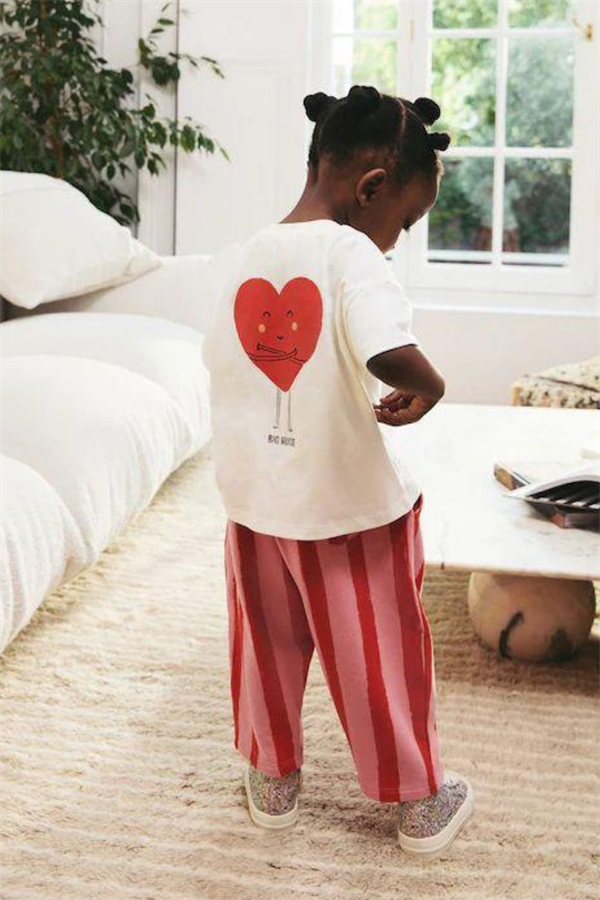 Unisex Çizgili Kalp Detaylı Takım 