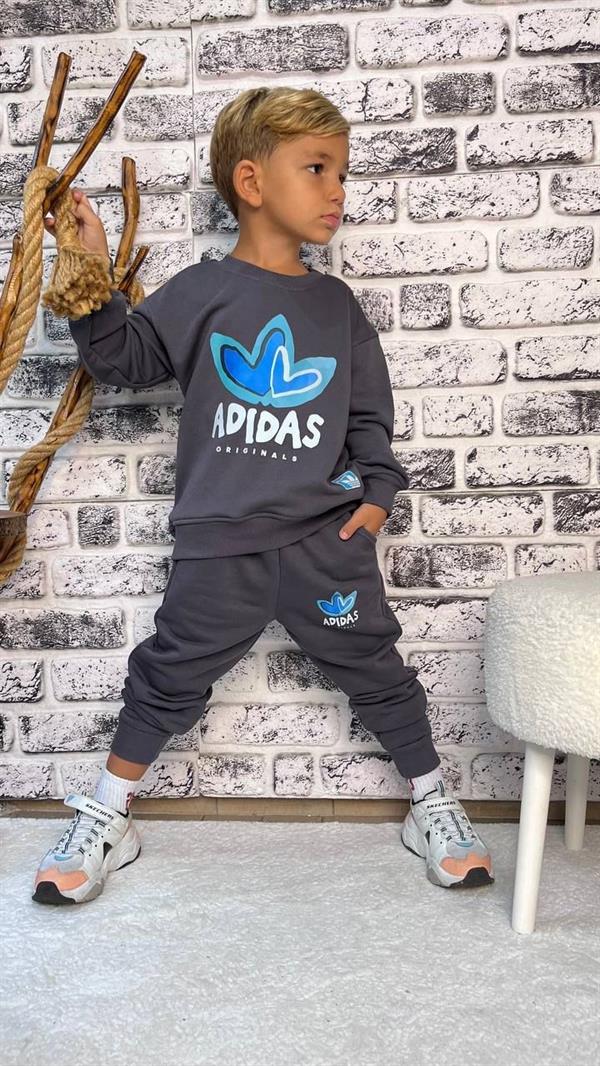 Unisex Çocuk 3 İplik Adidas Anrasit Takım