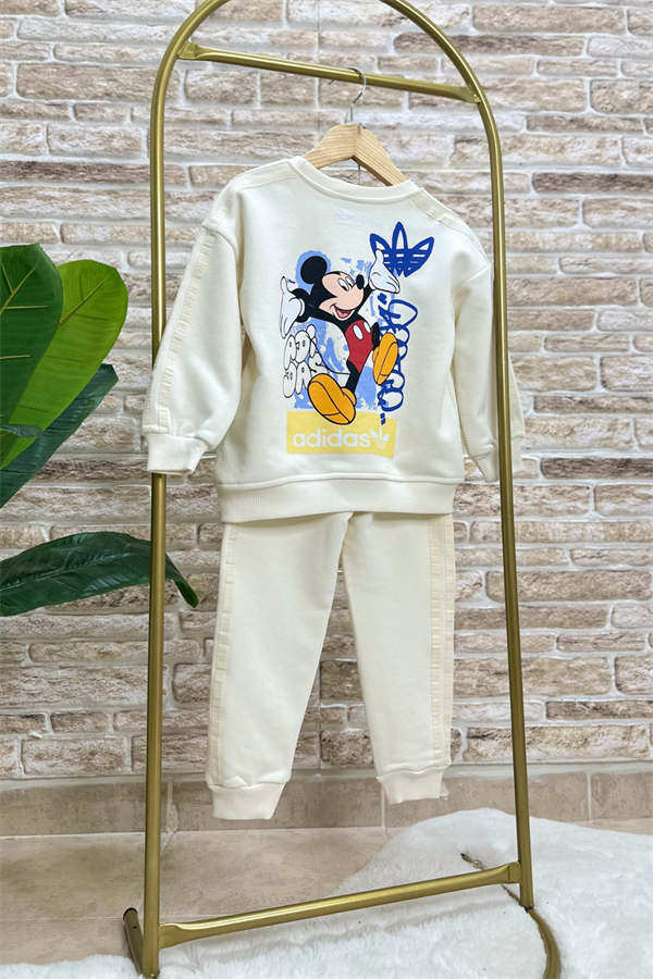 Unisex Çocuk 3 İplik Ekru Mickey Takım