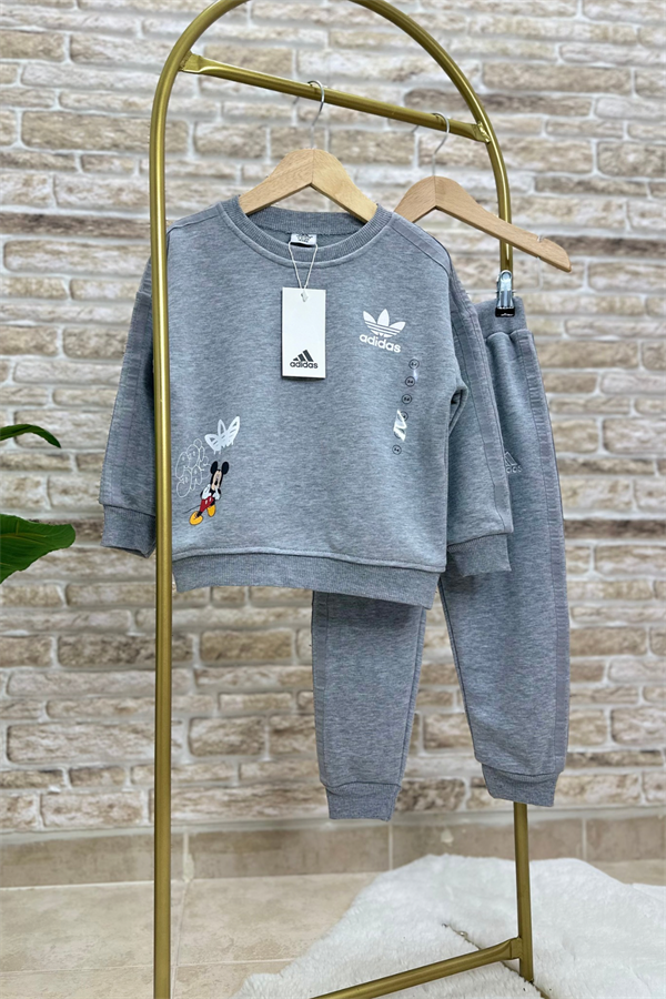 Unisex Çocuk 3 İplik Gri Mickey Takım