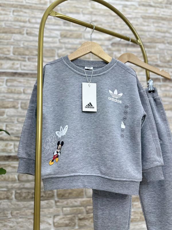 Unisex Çocuk 3 İplik Gri Mickey Takım