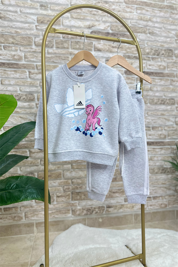 Unisex Çocuk 3 İplik Gri Unicorn Takım