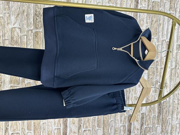 Unisex Çocuk 3 İplik Lacivert Fitilli Yarım Fermuarlı İkili Takım