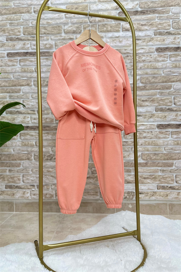 Unisex Çocuk 3 İplik Neon Somon Memories Takım