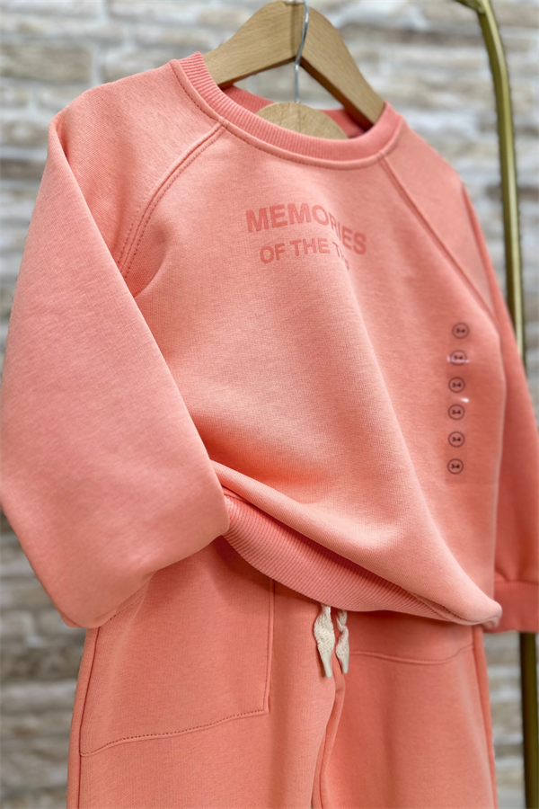 Unisex Çocuk 3 İplik Neon Somon Memories Takım