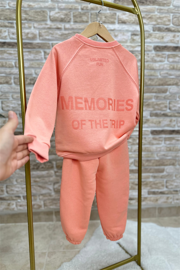 Unisex Çocuk 3 İplik Neon Somon Memories Takım