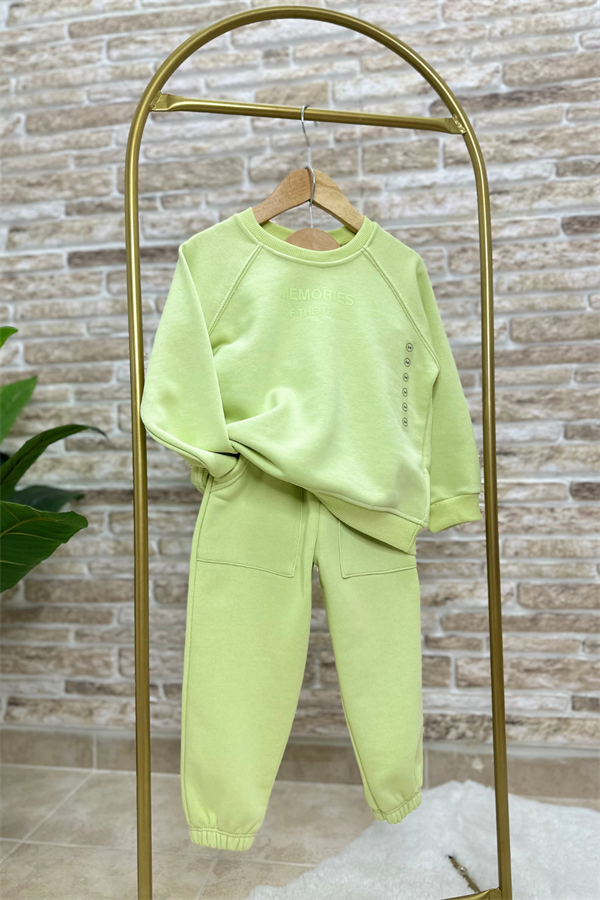 Unisex Çocuk 3 İplik Neon Yeşil Memories Takım