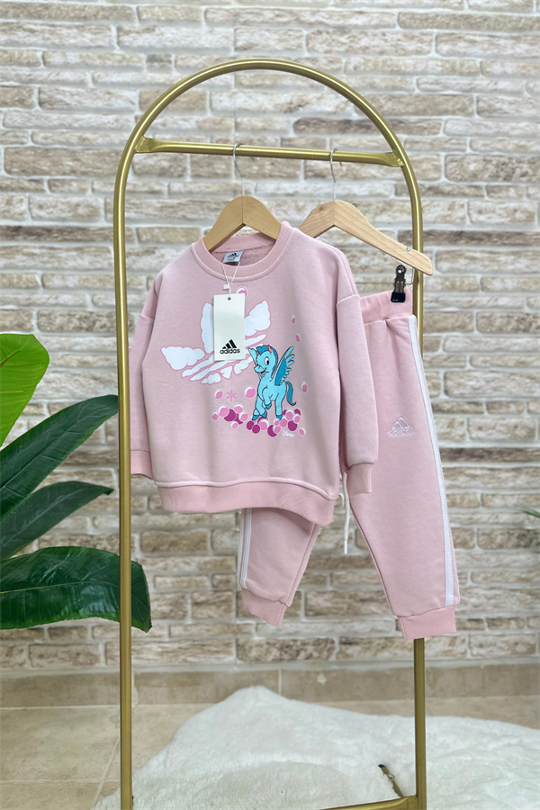 Unisex Çocuk 3 İplik Pembe Unicorn Takım