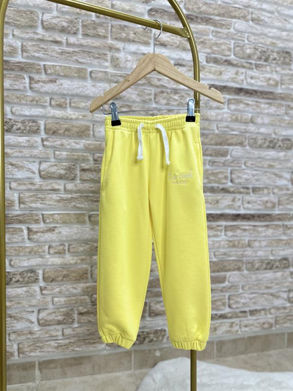 Unisex Çocuk 3 İplik Sarı Yarım Fermuarlı İkili Takım