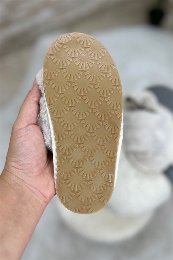 Unisex Çocuk Arkası Lastikli Bej Terlik 