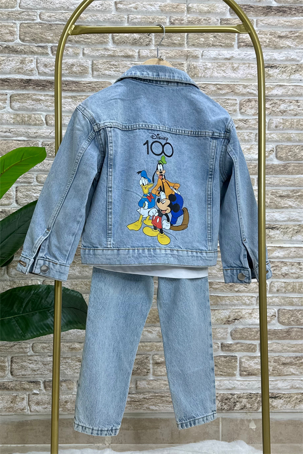 Unisex Çocuk Denim Mickey Friends Kot Ceket  