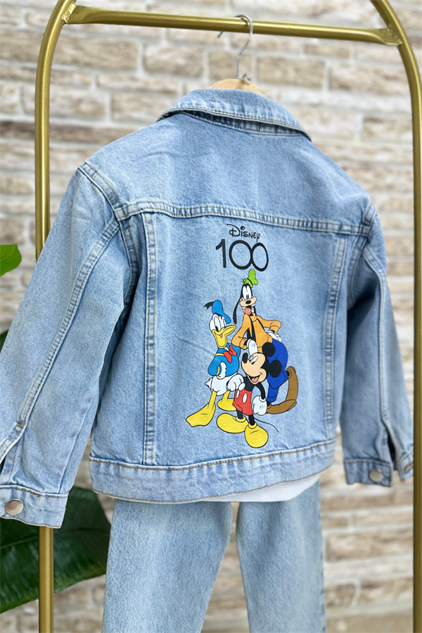 Unisex Çocuk Denim Mickey Friends Kot Ceket  
