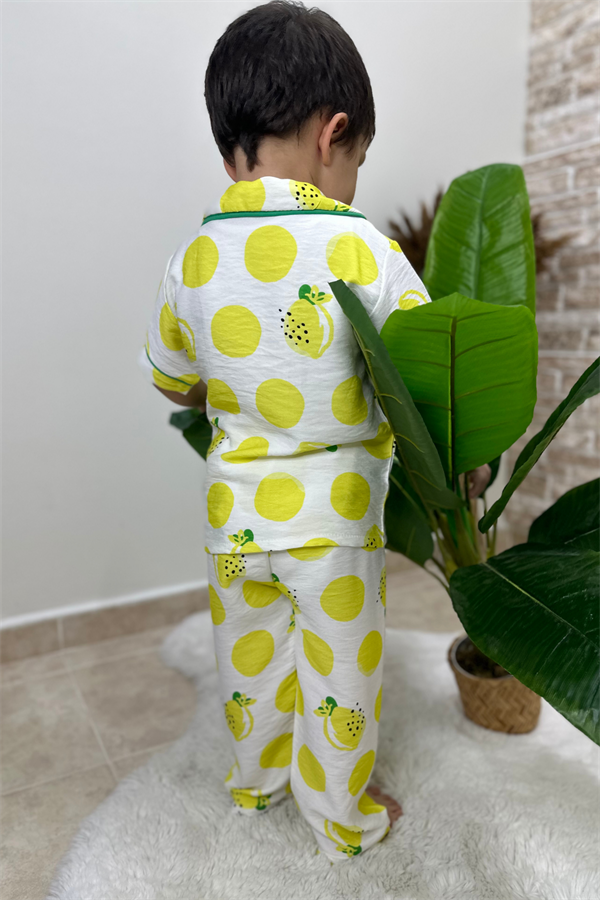 Unisex Çocuk Limonlu Pijama Takımı